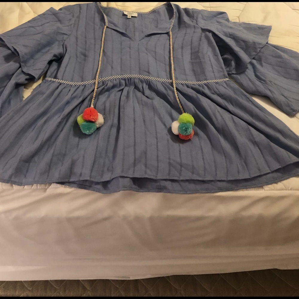 Crown & Ivy shirt with Pom Pom tassels